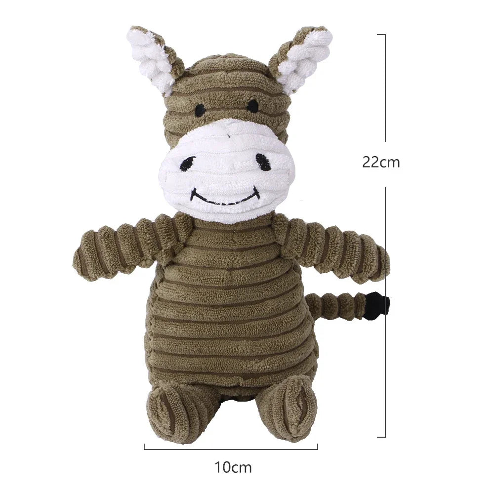 Plush Squeaky Dog Toy Animal Shapes Bite Resistant Corduroy for Small to Large Dogs Puppy Pet Training Accessory