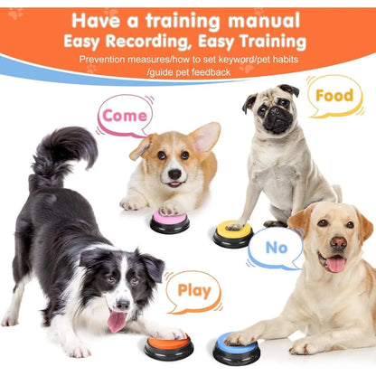 Dog Communication Button Set – 8 Recordable Sound Buttons + Mat, Patterns & Batteries Included