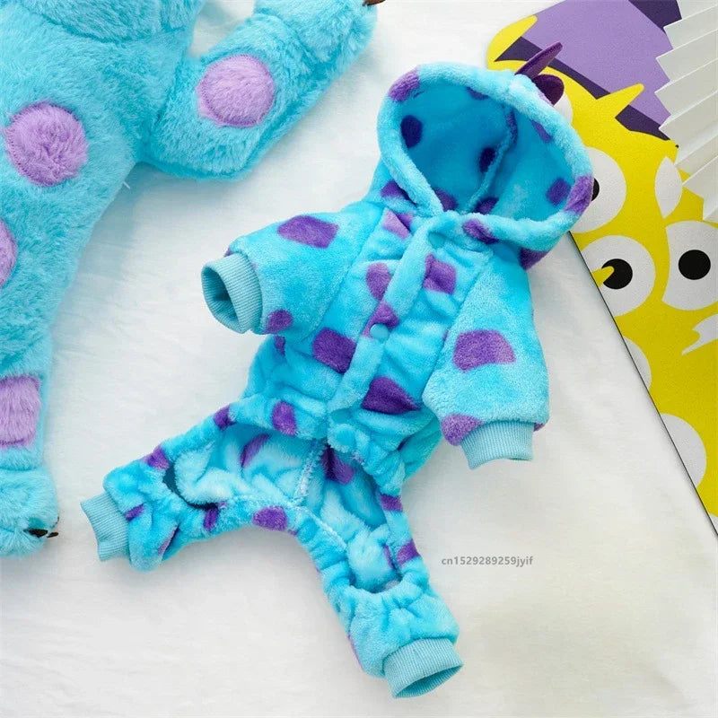 1PC Thickened Warm Blue Dinosaur Hooded Coat Pet Clothing for Small Medium Dogs Cat Autumn Winter Small Medium Dogs Clothes