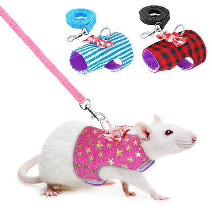 Hamster  Bowtie Striped Star Harness Vest for small animal