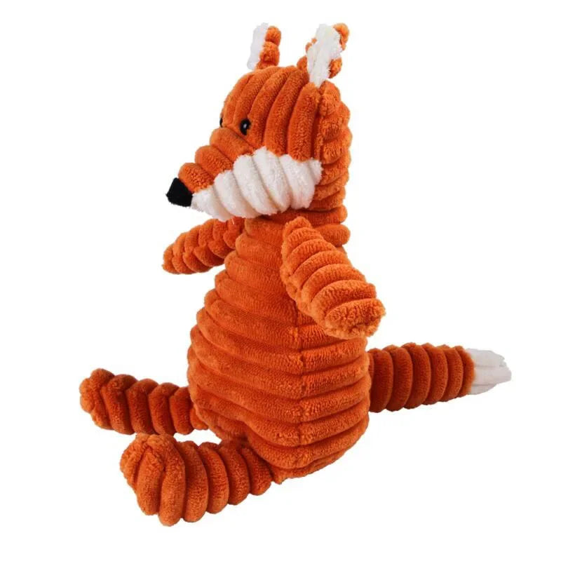 Plush Squeaky Dog Toy Animal Shapes Bite Resistant Corduroy for Small to Large Dogs Puppy Pet Training Accessory