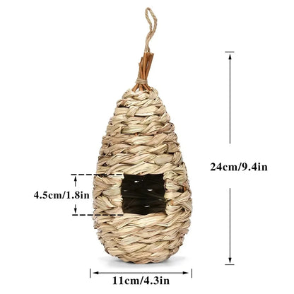 Hand Woven Hibiscus Grass Nest Gourd Bird House for Outdoor Garden