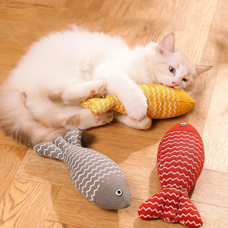 Interactive Cat Toy Fish Simulation Chew Pillow Kicker for Indoor Kittens Exercise & Fun No Battery Needed Cloth Material