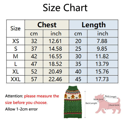 Christmas Red Green Reindeer High Neck Soft Sweater for Dog Puppy Winter Wear C