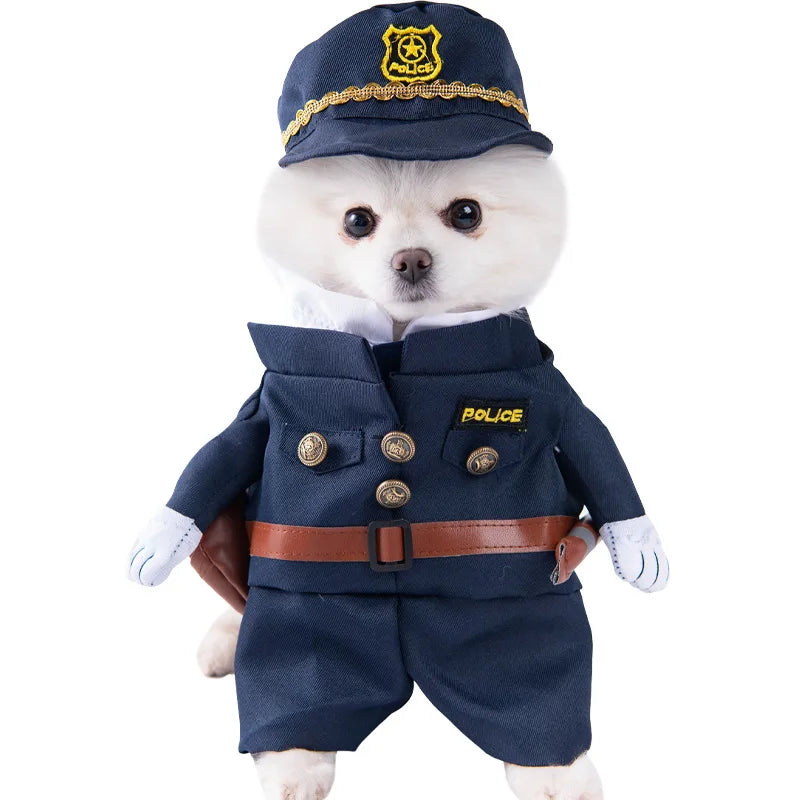 Halloween Dagger Pet Transformation Dress Funny Knife Holding Dog Clothes Cat Standing Outfit 100% Cotton Dog Jumpsuit Romper