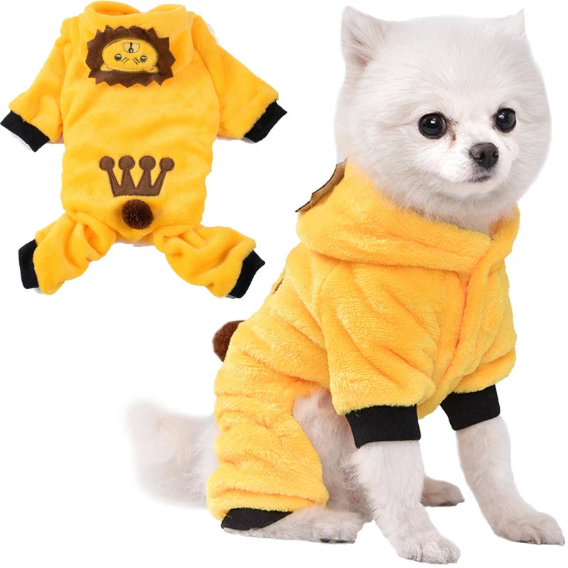 Soft Warm Fleece Dog Jumpsuit Pet Hoodie for Small Dogs Puppy Cats Chihuahua Yorkshire - Winter Costume Coats All Seasons