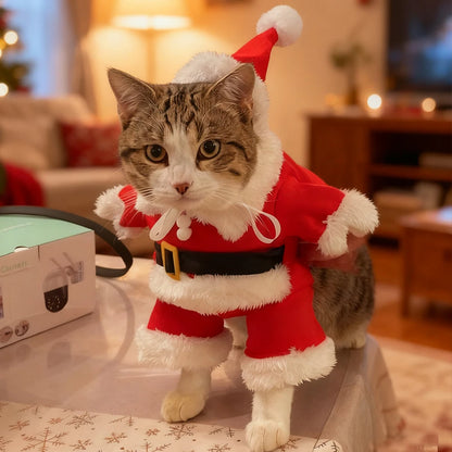 Santa Claus Christmas Pet Costume for Small Medium Dogs Cats