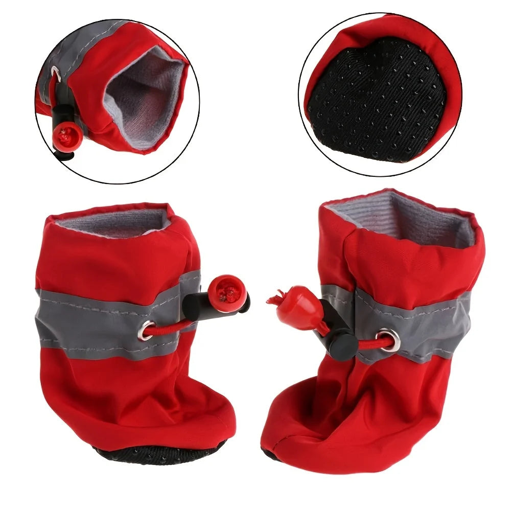 4pcs Water-Resistant Dog Shoes for Small Dogs - Outdoor Rain Boots Protection Paws Dry