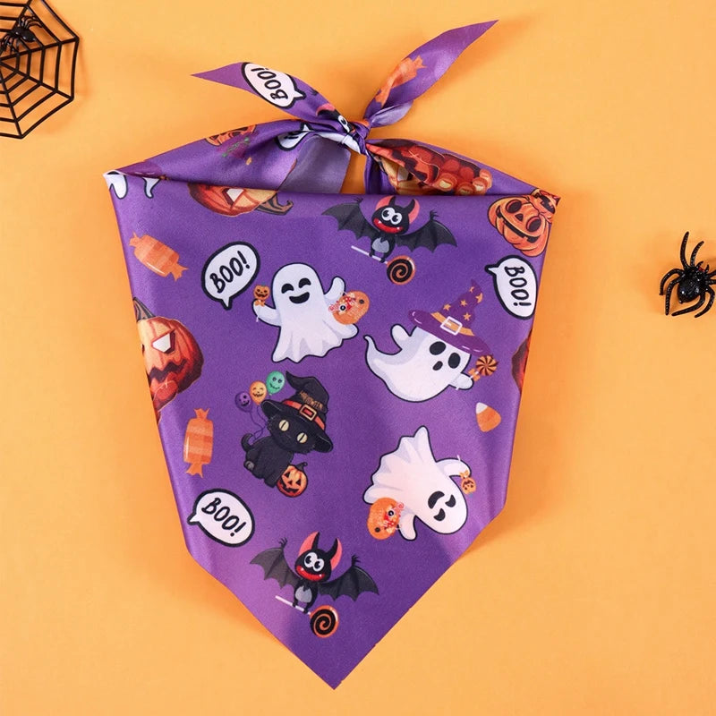 2 Pack Halloween Dog Bandanas Pumpkin Ghost Dog Triangle Scarf Pet Bibs Halloween Dog Bibs Bandanas For Dog Accessoires