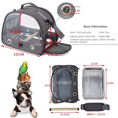 Multi-functional Portable Transport Bird Cage With Stainless Steel Tray for Small Pet
