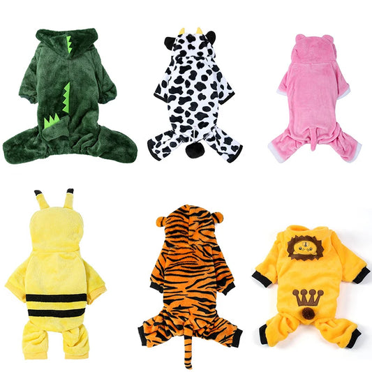 Soft Warm Fleece Dog Jumpsuit Pet Hoodie for Small Dogs Puppy Cats Chihuahua Yorkshire - Winter Costume Coats All Seasons