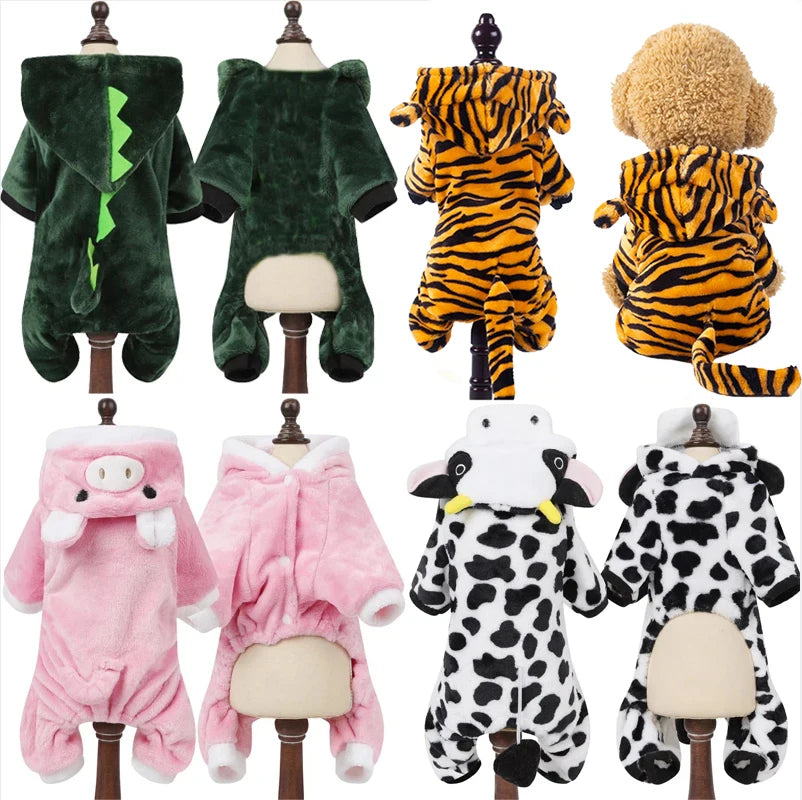 Soft Warm Fleece Dog Jumpsuit Pet Hoodie for Small Dogs Puppy Cats Chihuahua Yorkshire - Winter Costume Coats All Seasons