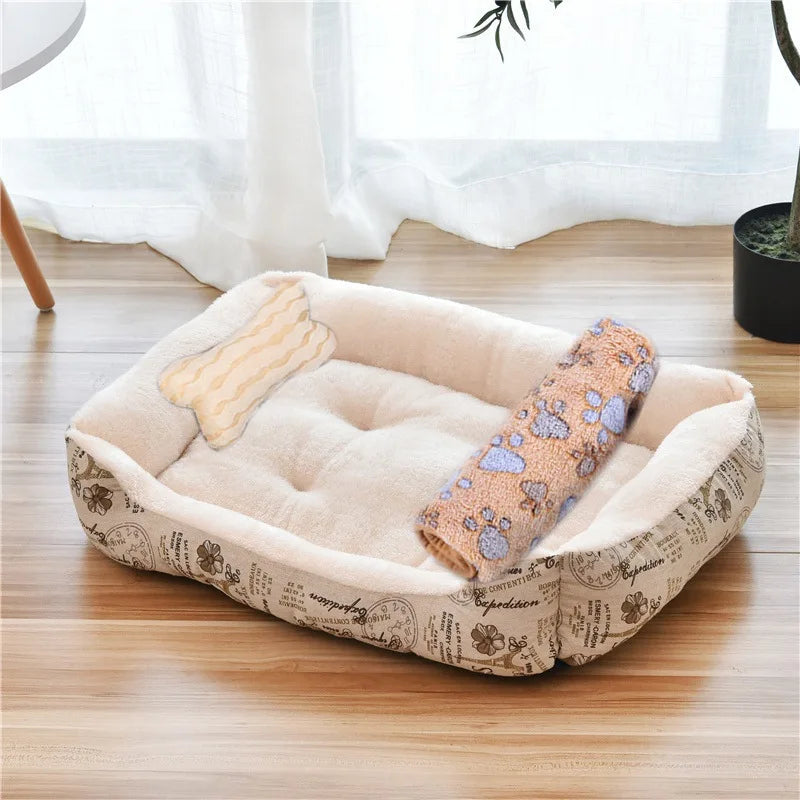 Winter Warm Pet's Kennels Washable Dog Net Bed House Four Seasons Medium Small Dog Sofa Bed Cushion Pet Supplies