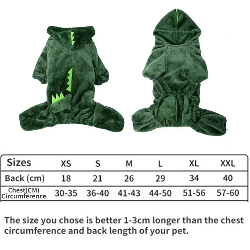 1PC Thickened Warm Blue Dinosaur Hooded Coat Pet Clothing for Small Medium Dogs Cat Autumn Winter Small Medium Dogs Clothes