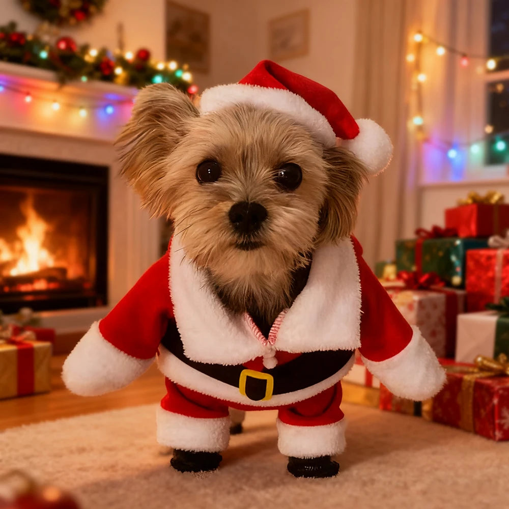 Cute Dog Santa Claus Outfit Christmas Costume for Small Dogs Cats