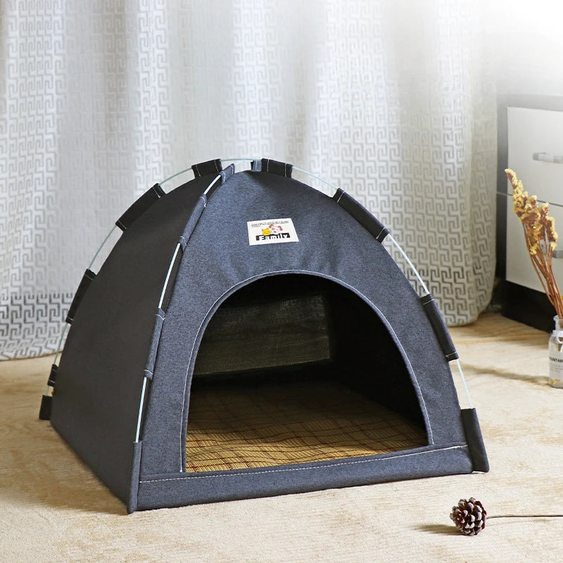 Foldable Cat House Universal Four Seasons Pet Tent with Cool Mat Portable Breathable Outdoor Nest for Cats And Small Dogs