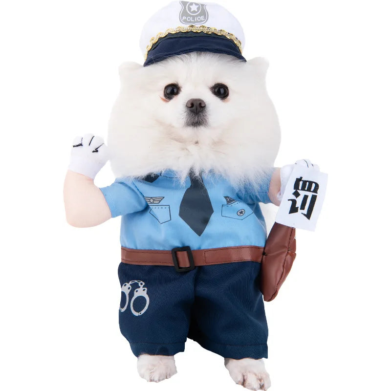 Halloween Dagger Pet Transformation Dress Funny Knife Holding Dog Clothes Cat Standing Outfit 100% Cotton Dog Jumpsuit Romper