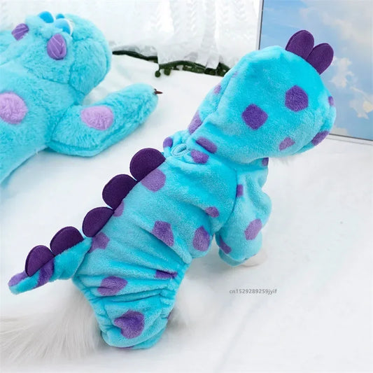 1PC Thickened Warm Blue Dinosaur Hooded Coat Pet Clothing for Small Medium Dogs Cat Autumn Winter Small Medium Dogs Clothes