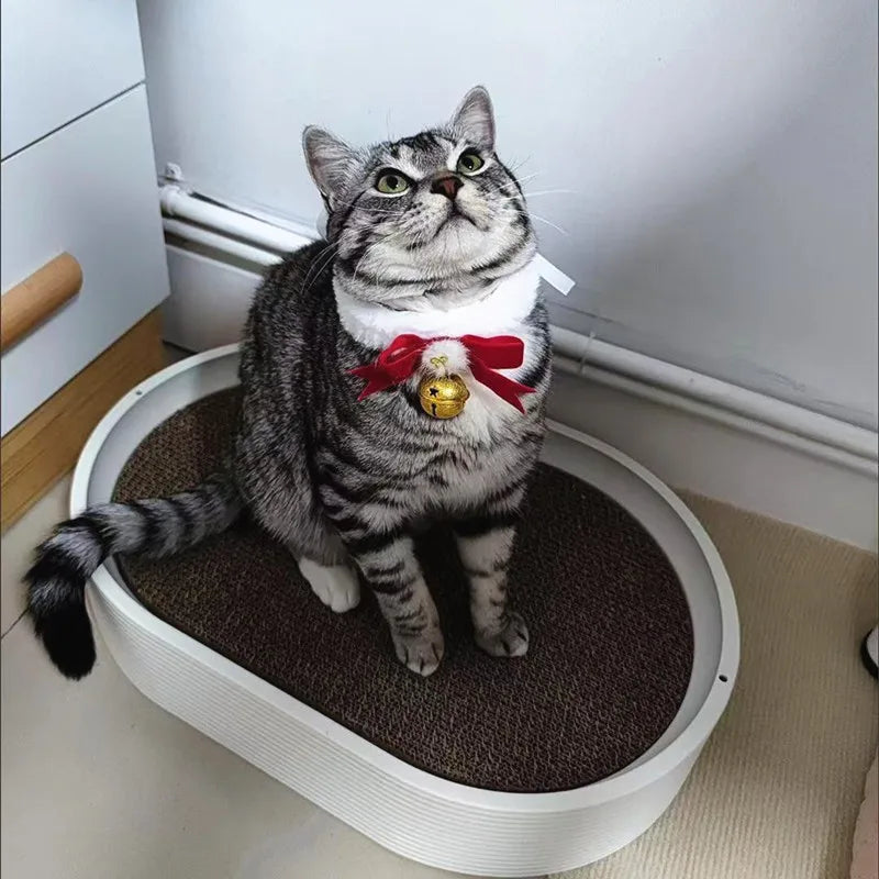 Christmas Theme Cat Collar with Scarf Bow Bell - Easy to Clean Warm Pet Accessory for Cats And Dogs
