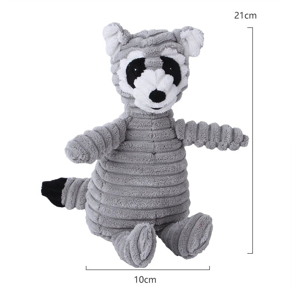 Plush Squeaky Dog Toy Animal Shapes Bite Resistant Corduroy for Small to Large Dogs Puppy Pet Training Accessory