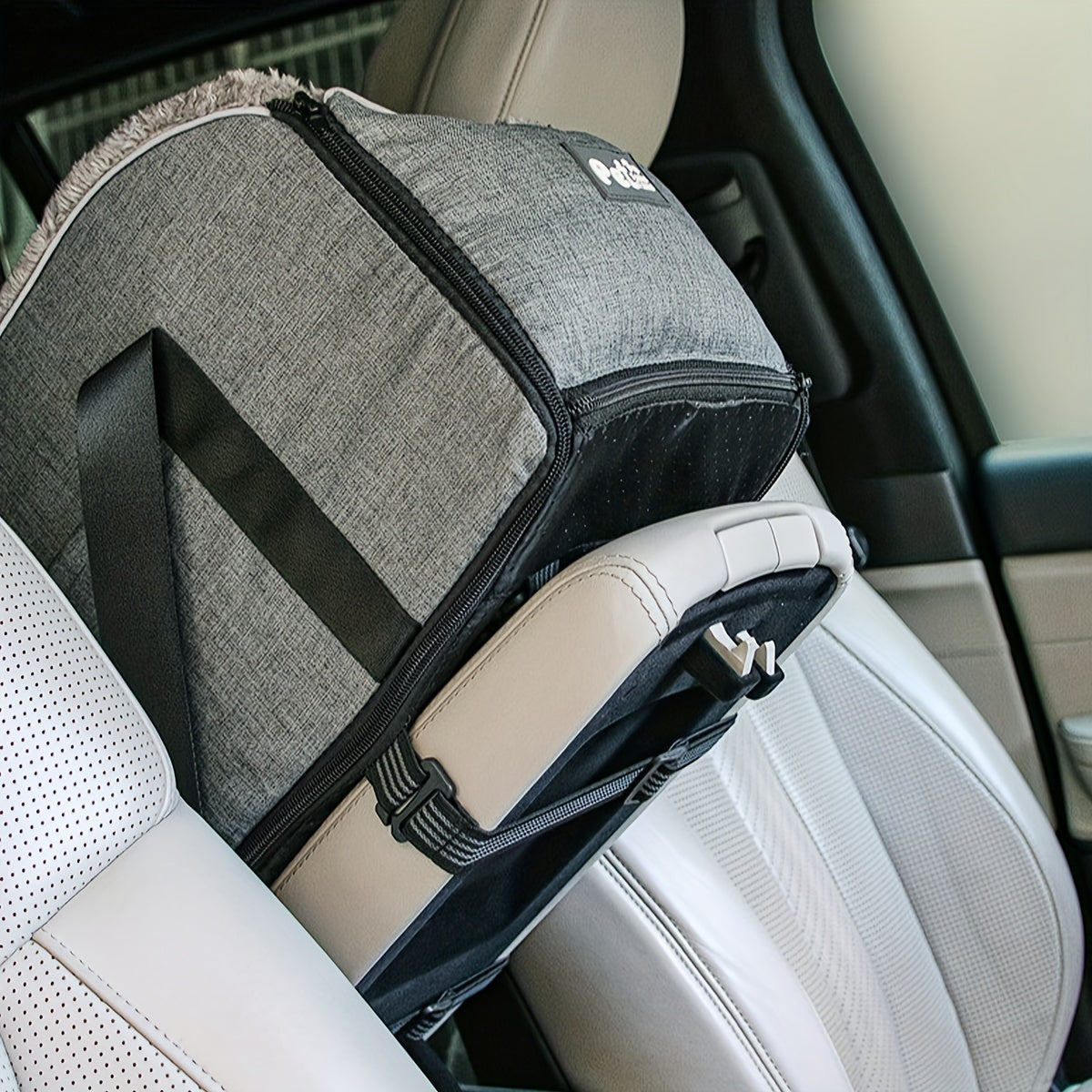 [Small Pet Cozy Car Seat Portable] PETFANGFANG Cozy Pet Car Seat - Portable Dog & Cat Travel Bag with Secure Buckle Closure, Polyester Material for Small to Medium Pets