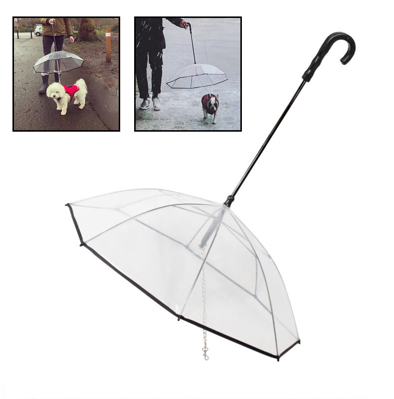 Transparent Dog Umbrella with Traction Chain